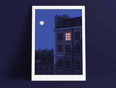 Lune art artist evening illustration illustrator london moon moonlight night print printing twilight