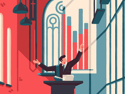 Bivocational Ministry art artist blue business businessman church editorial illustration illustrator pastor priya mistry red