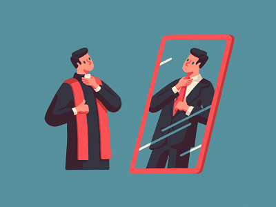 Bivocational Ministry art artist blue church editorial illustration illustrator magazine mirror mirrors pastors priest red