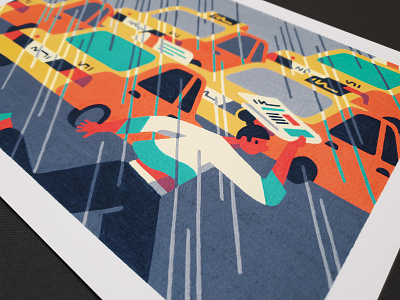 Caught Out art artist dribbble fine art freelance giclee illustration illustrator new york new york city nyc rain taxi