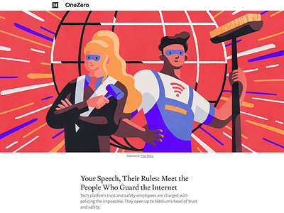 Your Speech, Their Rules art artist digital editorial illustration illustrator internet medium superhero tech technology