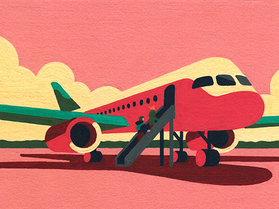 Here We Go (crop) acrylic airplane art artist hand drawn illustration illustrator molotow painting posca sunset