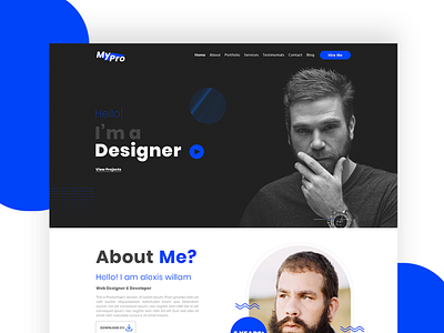 MyPro Portfolio PSD Template for Themeforest agency cv design landing page minimal personal landing personal template personal website portfolio portfolio design portfolio landing portfolio template portfolio website resume template themeforest ui uidesign