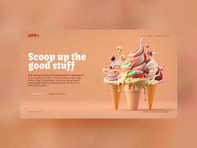 Kriem's ice creams - hero section design gelato graphic design hero hero section homepage ice cream landing page ui ui design uidesign uiux visual design