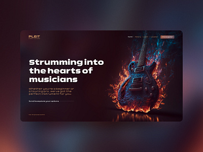 Pleit guitar shop - hero section design graphic design guitar guitar shop hero homepage illustration ui ui design uidesign uiux web design