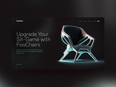 FooChairs hero section chair clean design elegant futuristic graphic design hero homepage minimal modern ui ui design uidesign uiux web design