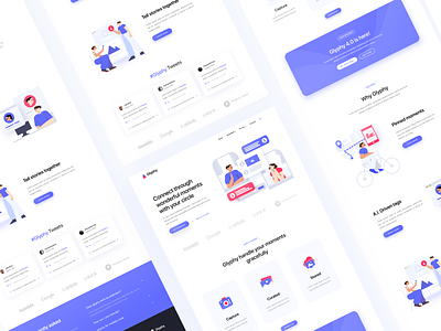 Glyphy Landing page : A cloud based community photo sharing abstract design graphic design illustration shots trending ui uiux ux web design