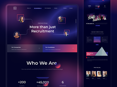 Intenture - hiring platform design exploration abstract company corporate dark mode design hiring illustration recruitment trending ui uiux webseite