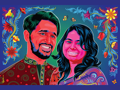 Wedding Invitation Card Design art bangladesh bangladeshi design floral desing flower folk art graphic design illustration illustrator invitationcard painting pop art rickshaw painting riksa t h tonmoy traditional vector art vector portrait wedding