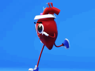 Heart character animation loop 3d modeling animation c4d cinema 4d cycles 4d maxon mograph motion graphics