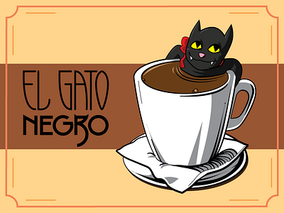 El Gato Negro buenos aires cat coffee illustration vector