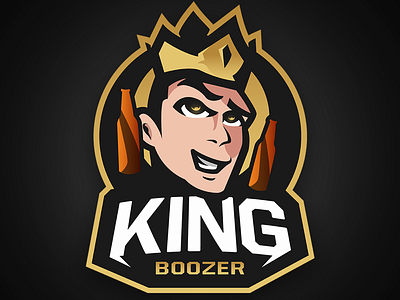 King Boozer branding cartoon face hive logo mascot