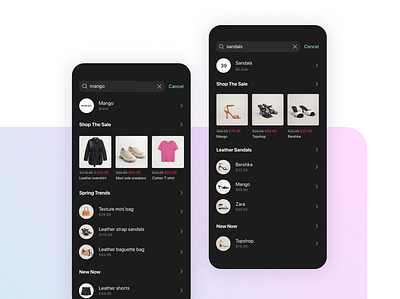Search suggestions app e commerce e commerce app search search bar search results searching shop shopping shopping app
