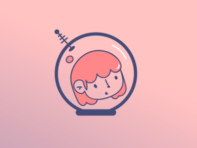 Astronauta designer doodle girl illustration illustrator logo pink power vector wacom