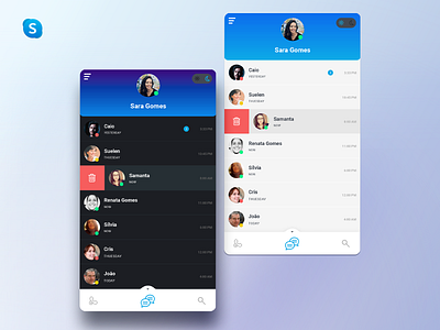 Skype | #brasiluiawards adobe xd app brasiluiawards flat redesign skype ui ui ux ui design uidesign uiux ux xd