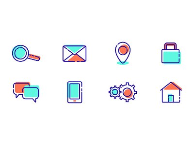 Basic icon set cogwheel glass house icon icons icons set location mail navigation phone pictogram speech bubble ui vector web