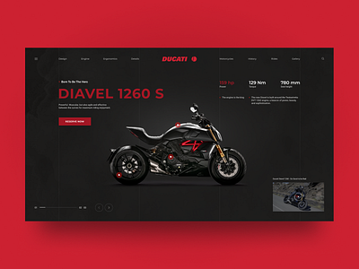 Ducati Diavel 1260 S concept page black car concept conceptpage debut design ducati figma grid red typography ui ux