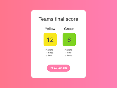 DailyUI | Pop-up/Overlay | 016 card dailyui game level team score ui ux