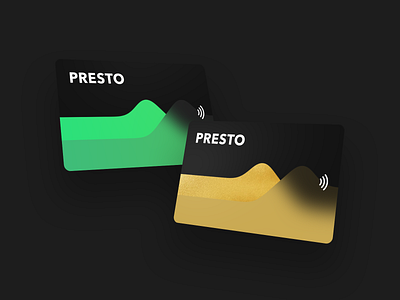 PRESTO Card Concept branding bus card cards clean color concept dark design floating gold green logo metrolinx nfc pass presto transit