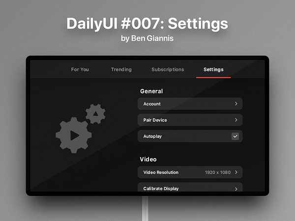 YouTube TV Settings by Ben Giannis on Dribbble