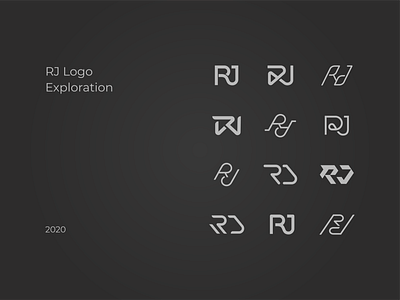 RJ Logo Exploration branding design flat logo minimal typography