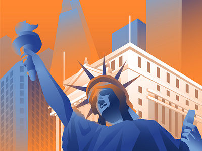 Digital Accessibility lawsuits in New York america blog flat illustration liberty newyork orange vector