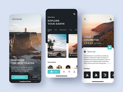 Traveler app card design design discover mobile travel travel app traveling ui ui ux