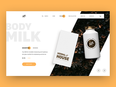 Herbal House add to cart buy clean cosmetic herbal shop shopping app shopping cart store ui ux web web design website white ui