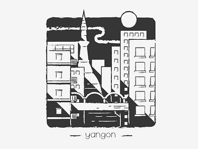 The cityscape of Yangon, Myanmar. myanmar flat illustration