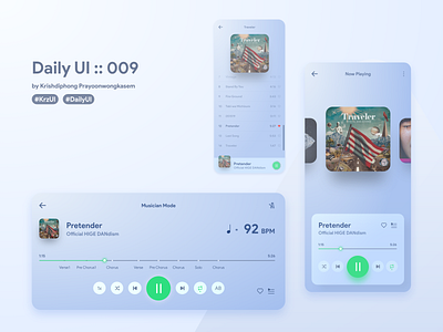 Music player with musician mode #dailyui #009