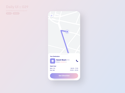 Map with location direction #dailyui #029 029 app application clean clean design clean ui dailyui design direction location location app location pin location tracker map maps pastel pastel colors ui userinterface