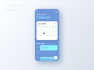 Calendar #dailyui #038 app application calendar calendar app calendar design calendar ui daily daily task daily ui dailyui design todo todo app todo list todoist ui userinterface