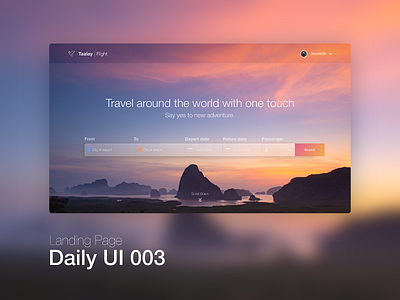 Landing Page for flight booking #dailyui #003 003 dailyui flight booking landing page website