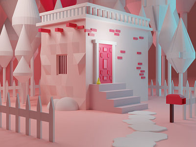 Alone 3D low poly lowpolyblender3dillustration