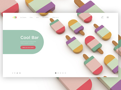 Cool Bar Landing Page 3d branding dimension illustration ux