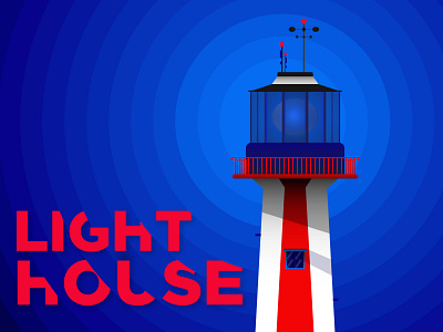 Simple light house illustration design icon illustration typography vector