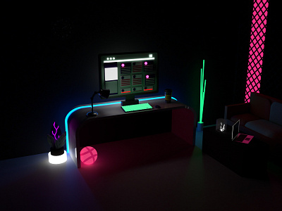 Neon Work Desk