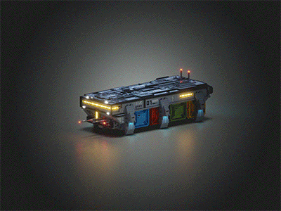 Cargo Spaceship 3d 3d art gif gif animated magicavoxel space spaceship voxel voxelart