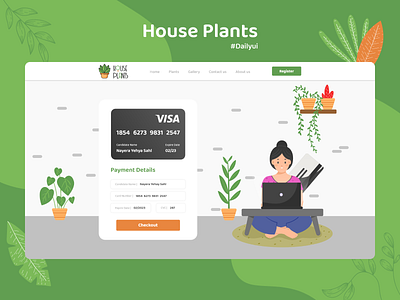 Daily UI #002 - Credit Card Checkout " HOUSE PLANTS " art branding design illustration logo ui ux website