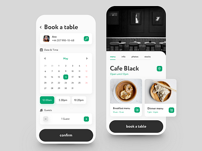 Cafe Black App booking booking app bookings cafe food menu restaurant restaurant app