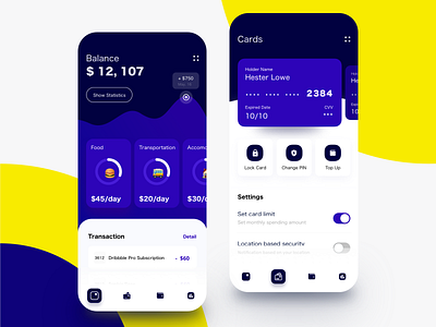 Money Tracker App balance bank banking banking app credit card finance financial app fintech mobile mobile banking app money money transfer payment spendings tracker transaction virtual card wallet