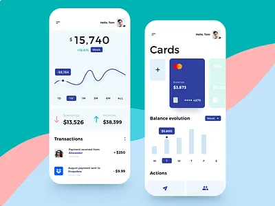 Finance Mobile App balance banking banking app budget credit card finance fintech income mobile app money money management money transfer spending transactions virtual card wallet