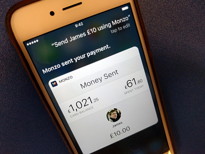 Hey Siri, send James £10 using Monzo bank ios 10 monzo payments siri