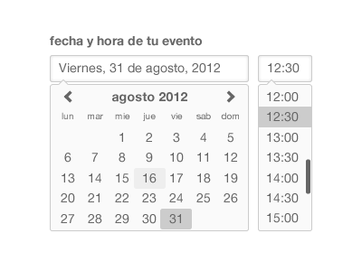 Date & time pickers calendar date picker ticketea ticketea.com time ui
