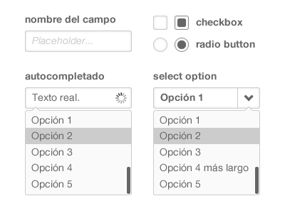Custom UI components autocomplete checkbox dropdown input radio select ticketea ticketea.com ui