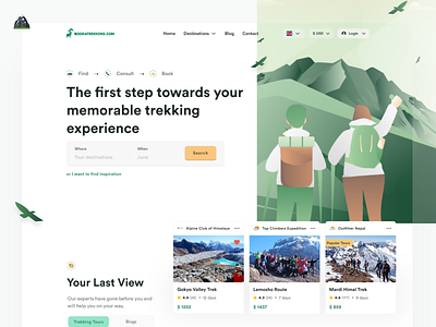 Bookatrekking 2.0 🏔 branding camping clean green marketplace mountains trekking ui ui design web design whitespace