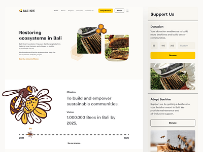 Bali Hive Web Design 🐝 bee beehive community crowdfunding design donate foundation fundraising indonesian landing page non profit orange ui web design website