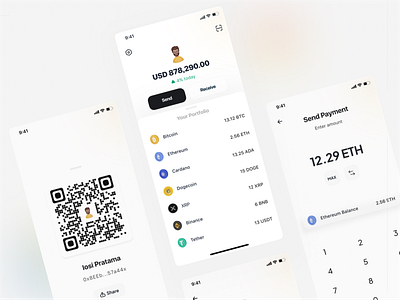 Crypto Wallet App Design Exploration bitcoin bitcoin wallet branding crypto crypto app crypto wallet cryptocurrencies cryptocurrency app dogecoin ethereum indonesia indonesian minimal mobile app mobile app design ui wallet