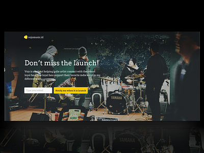 Vojomusic Comingsoon Page Design coming soon page comingsoon indonesia landing landing page music music app song ui