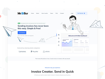 Redesign Landing Page for Mr Biller blue indonesia landing landing page landing page design landingpage ui ux